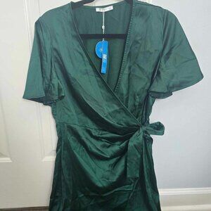Green Wrap Mini Dress- NWT